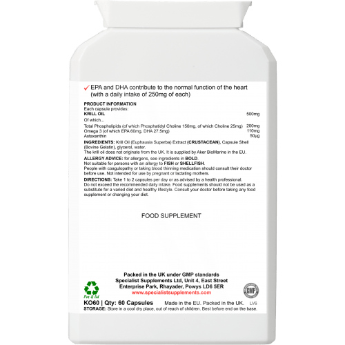Discover the power of Antarctic Krill Oil 500mg for heart, brain, and eye health, with no fishy aftertaste. Rich in omega - 3s, astaxanthin, and phospholipids for enhanced absorption and wellness. 60 capsules by FitLife from FitLife