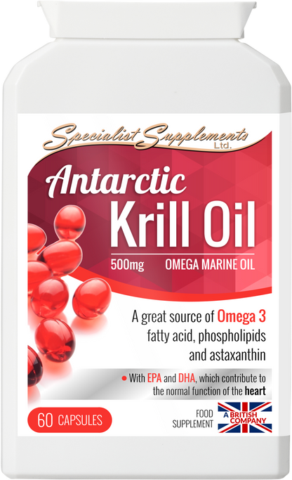 Discover the power of Antarctic Krill Oil 500mg for heart, brain, and eye health, with no fishy aftertaste. Rich in omega-3s, astaxanthin, and phospholipids for enhanced absorption and wellness. 60 capsules