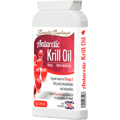 Discover the power of Antarctic Krill Oil 500mg for heart, brain, and eye health, with no fishy aftertaste. Rich in omega-3s, astaxanthin, and phospholipids for enhanced absorption and wellness. 60 capsules