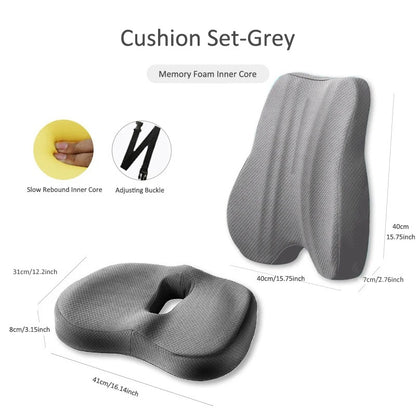 Memory Foam Seat Cushion and Back Support Set