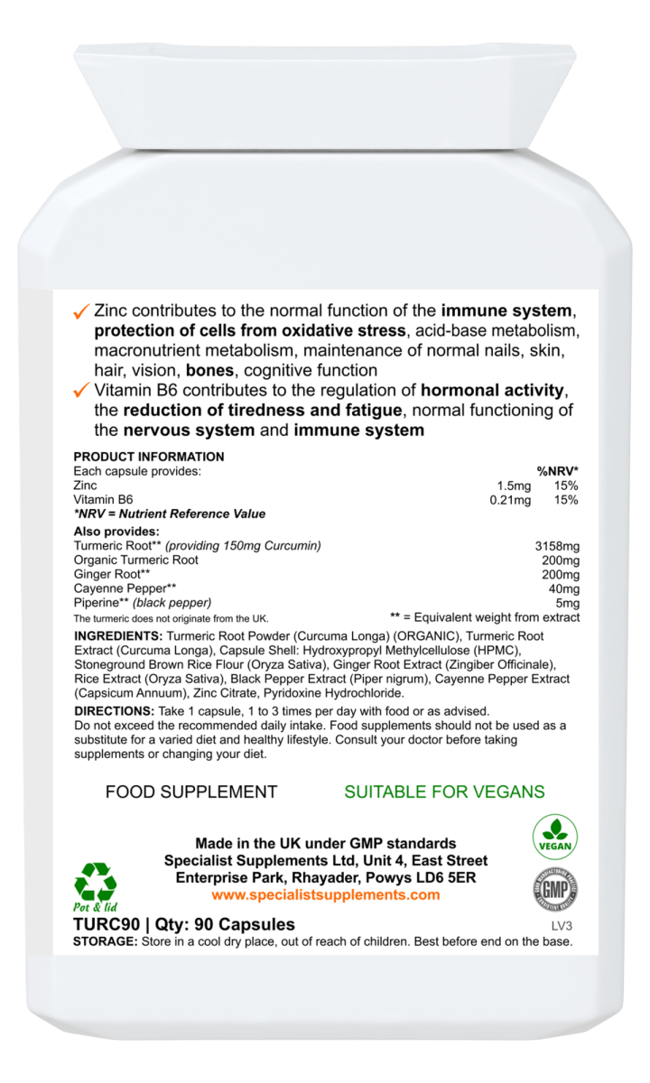 Turmeric Herbal Combo - 90 Capsules for Joint Support, Immune Boost & Inflammation Relief by FitLife from FitLife