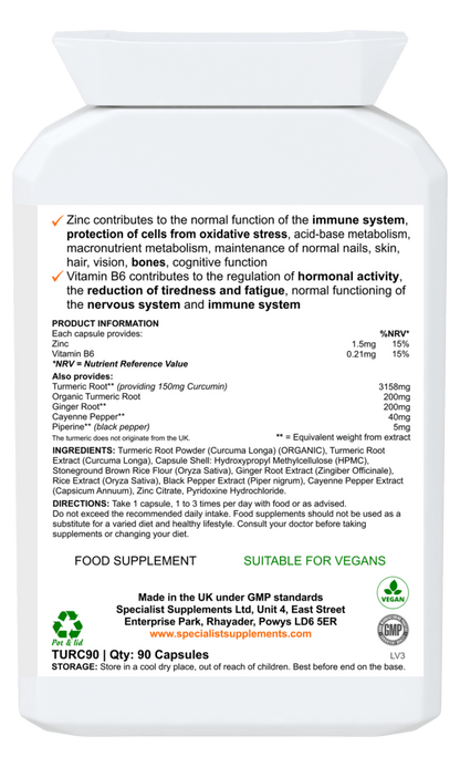 Turmeric Herbal Combo - 90 Capsules for Joint Support, Immune Boost & Inflammation Relief by FitLife from FitLife